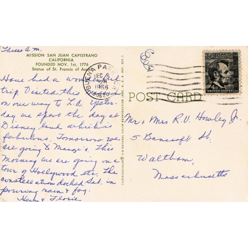 Vintage 1966 Mission San Juan Capistrano St Francis of Assisi Prayer Postcard - Picture 2 of 2